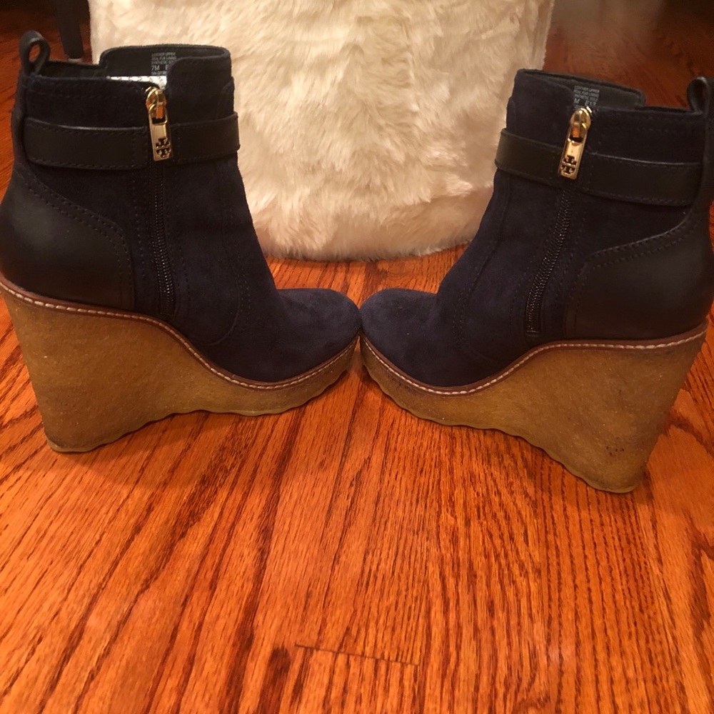 Tory Burch Suede Blue Wedge Boots size 7 - Picture 5 of 8
